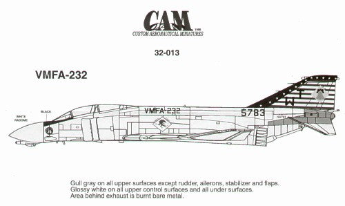 Cam Decals 32013 1:32 McDonnell F-4J Phantom VMFA-232 WT/ Red Devils Bi-Centennial