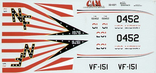 Cam Decals 32021 1:32 McDonnell F-4N Phantom 150452 NF/201 VF-151 USS Midway. Bi-Centennial