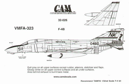Cam Decals 32026 1:32 McDonnell F-4N Phantom 150480 NK/100 VMFA-323 Death Rattlers CAG USS Coral Sea