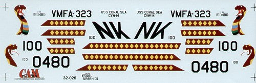 Cam Decals 32026 1:32 McDonnell F-4N Phantom 150480 NK/100 VMFA-323 Death Rattlers CAG USS Coral Sea