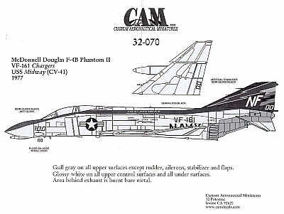 CAM 32070 1:32 McDonnell F-4B Phantom 151433 NF/100 VF-161 Chargers CAG USS Midway 1977