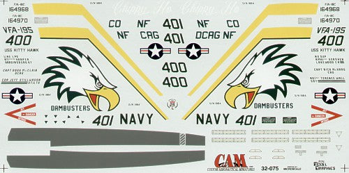 CAM 32075 1:32 McDonnell-Douglas F/A-18C 164968 VFA-195 Dambusters NF/400 'Chippy Ho'