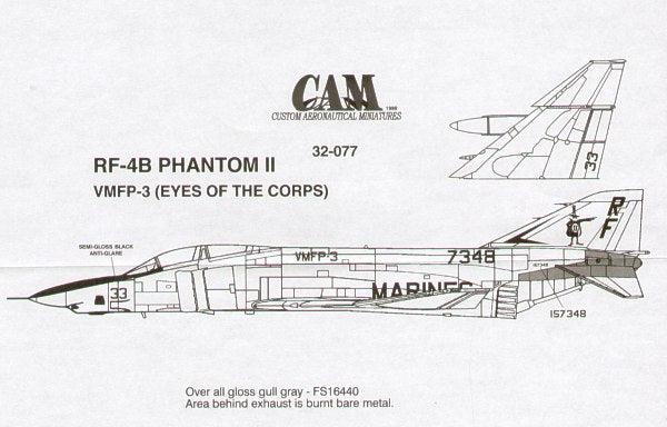 CAM 32077 1:32 McDonnell RF-4C Phantom 157348 VMFP-3 Eyes of the Corps RF/33