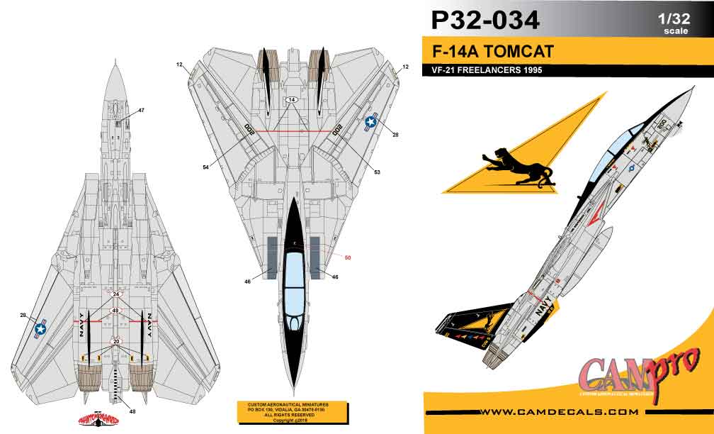 CAM PRO P32-034 1:32 Grumman F-14A Tomcat VF-21 Freelancers