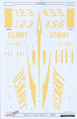 CAM PRO P72-007 1:72 McDonnell F-4J Phantoms Blue Angels 1969 Team No. 1-6