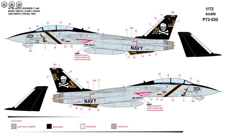 CAM PRO 7220 1:72 Grumman F-14A Tomcat VF-84 Jolly Rogers 1981 USS Nimitz