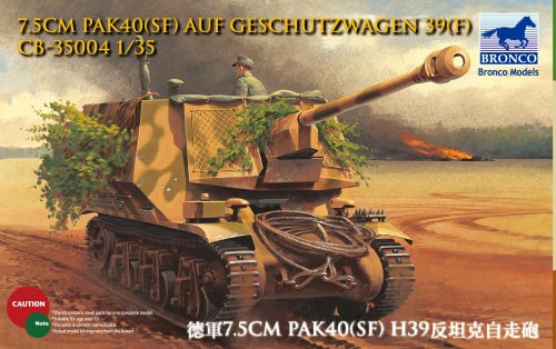 Bronco Models CB35004 1:35 7.5cm Pak-40 (Sf) auf Geschutzwagen 39H(f)