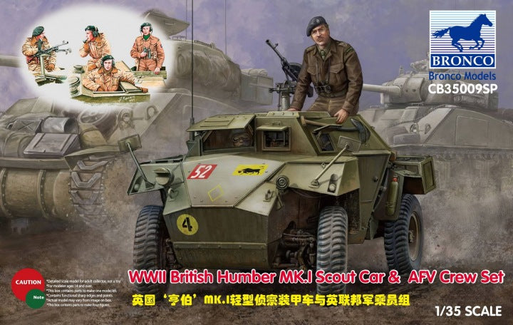 Bronco Models CB35009SP 1:35 Humber Mk.I Scout Car & AFV Crew Set WWII British