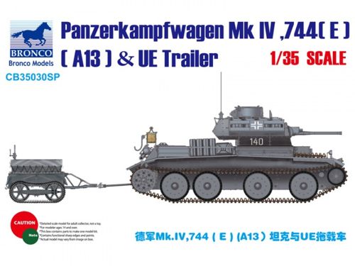 Bronco Models CB35030SP 1:35 Pz.Kpfw.Mk.IV 744(E) (A13 Cruiser) & UE Trailer