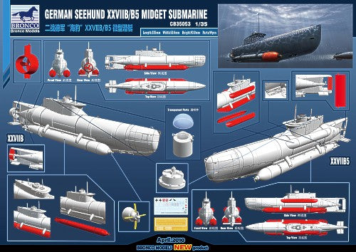 Bronco Models CB35053 1:35 'Seehund' XXVII B/B5 Midget Submarine