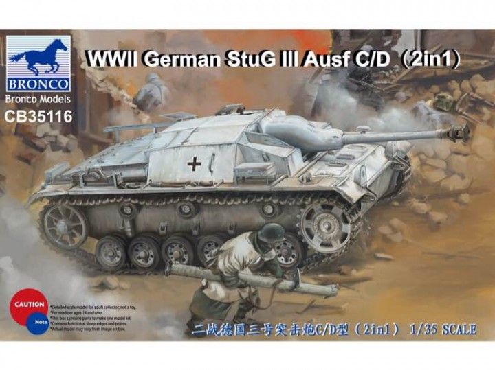 Bronco Models CB35116 1:35 WWII German Sturmgeschutz/StuG.III Ausf.C/D with 75mm StuK 37/L24 & 75mm StuK40/L48 (2 in 1)