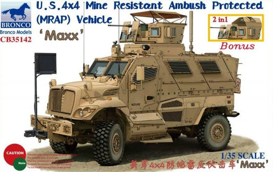 Bronco Models CB35142 1:35 U.S. 4x4 Mine Resistant Ambush Protected (MRAP) Vehicle Maxx