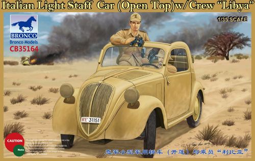 Bronco Models CB35164 1:35 Fiat 500 'Topolino' Italian Light Staff Car version (Open Top) with Crew 'Libya'