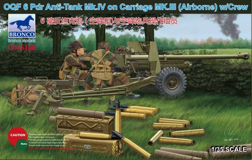 Bronco Models CB35168 1:35 OQF 6 Pdr Anti-Tank Gun Mk.IV on Carriage Mk.III (Airborne) with Crew