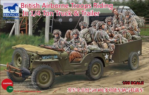 Bronco Models CB35169 1:35 British Airborne Troops Riding in 1/4 ton Truck and Trailer