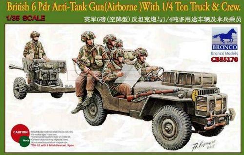 Bronco Models CB35170 1:35 British 6pdr Anti-Tank Gun (Airborne) With 1/4 Ton Truck & Crew