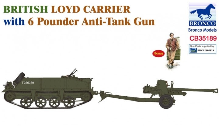 Bronco Models CB35189 1:35 Loyd Carrier No.2 Mk.II (Tracked) with 6lb Anti-Tank Gun