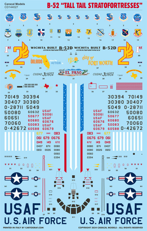 Caracal Models CD144027 1:144 Boeing B-52 'Tall Tail Stratofortresses'