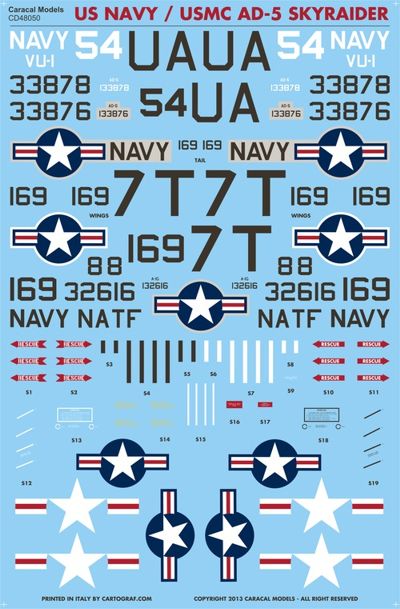 Caracal Models CD48050 1:48 Douglas AD-5 / A-1E Skyraider: U.S. Navy / USMC.