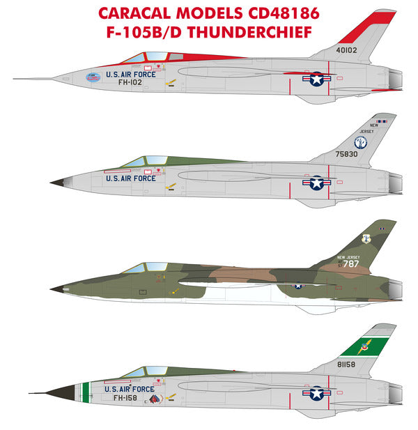 Caracal Models CD48186 1:48 Republic F-105B/F-105D Thunderchief decal sheet