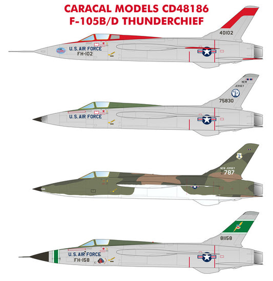 Caracal Models CD48186 1:48 Republic F-105B/F-105D Thunderchief decal sheet