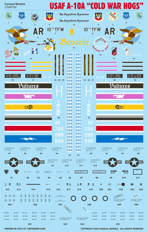 Caracal Models CD48192 1:48 USAF Fairchild A-10A 'Cold War Hogs'
