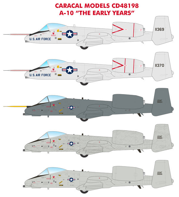 Caracal Models CD48198 1:48 Fairchild A-10A Thunderbolt II - The Early Years decal sheet