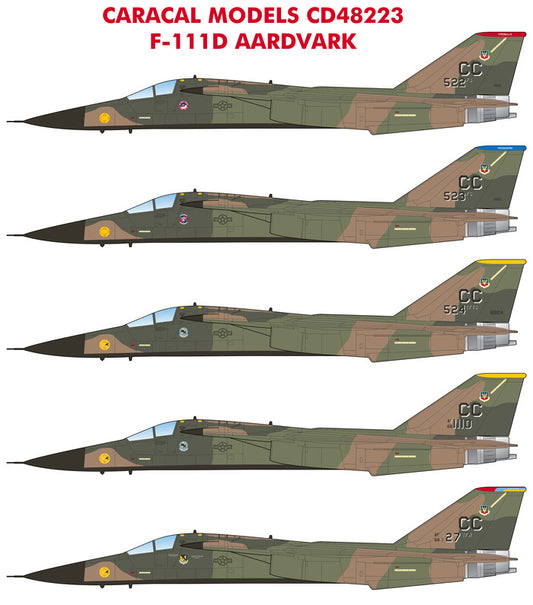 Caracal Models CD48223 General-Dynamics F-111D Aardvark decal sheet