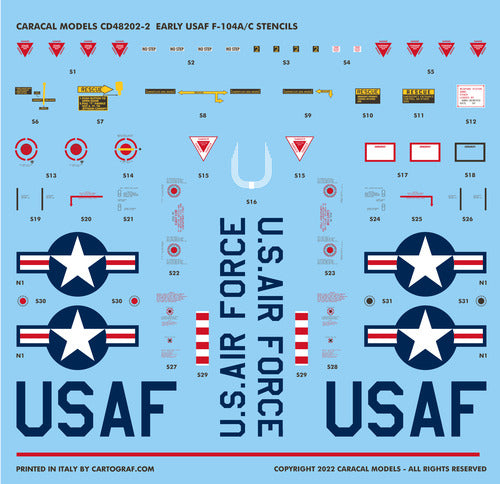 Caracal Models CD48233 1:48 Lockheed F-104 'Test & Drone Zippers'