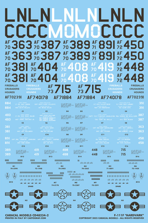 Caracal Models CD48234 1:48 General-Dynamics F-111F Aardvark