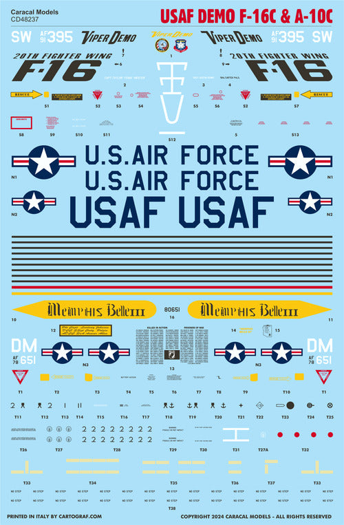 Caracal Models CD48237 1:48 USAF Demo Lockheed-Martin F-16C & Fairchild A-10C