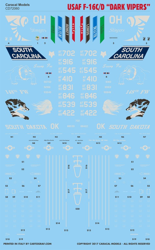 Caracal Models CD72060 1:72 Lockheed-Martin F-16C/D Dark Vipers