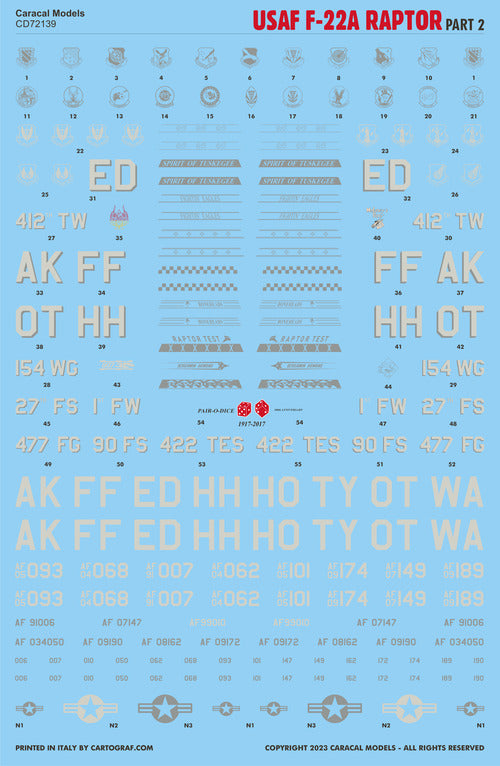 Caracal Models CD72139 1:72 Lockheed-Martin F-22 Raptor - Part 2