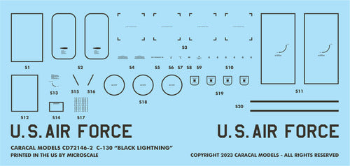 Caracal Models CD72146 1:72 USAF CT ANG Lockheed C-130H Hercules 'Black Lightning'