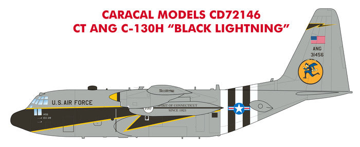 Caracal Models CD72146 1:72 USAF CT ANG Lockheed C-130H Hercules 'Black Lightning'