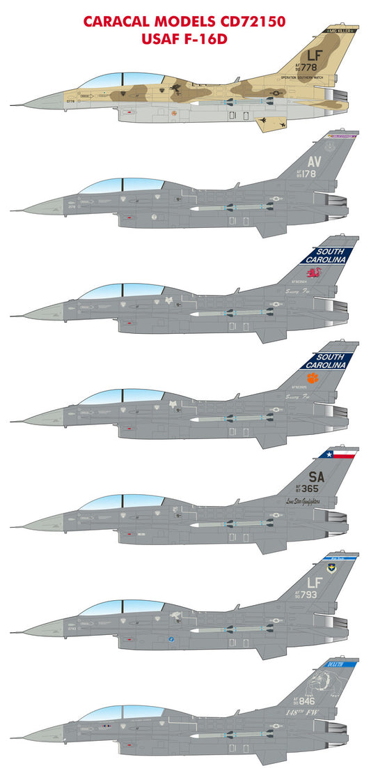 Caracal Models CD72150 1:72 USAF F-16D Viper Multiple marking options for USAF