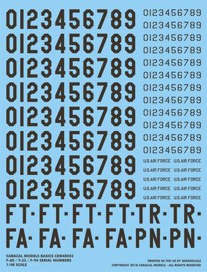 Caracal Models CDB48003 1:48 USAF Lockheed F-80/T-33/F-94 Buzz Numbers