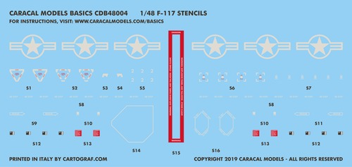 Caracal Models CDB48004 1:48 Lockheed F-117A Nighthawk Stencils