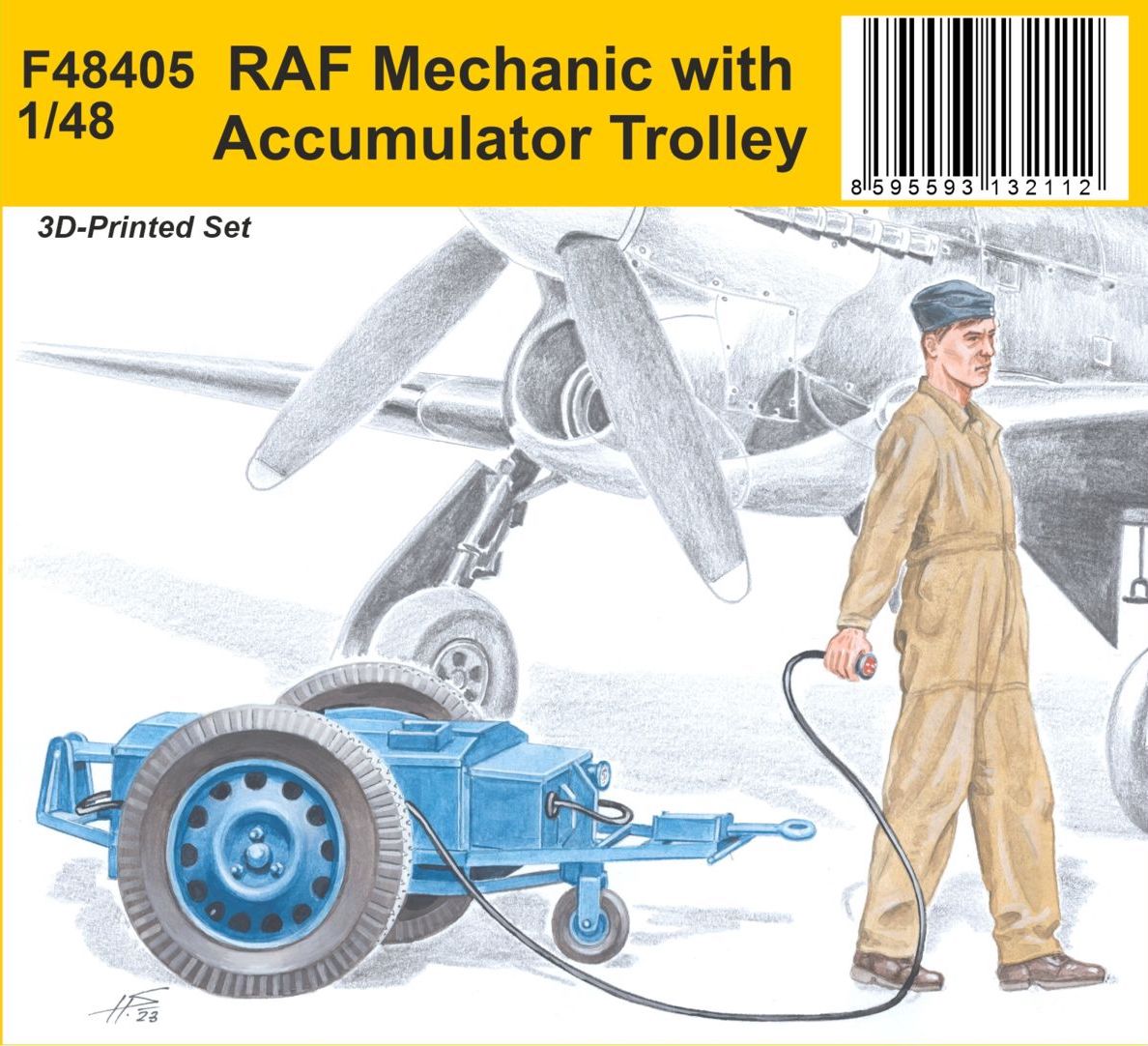 CMK/Czech Master Kits F48405 1:48 RAF Mechanic with Accumulator Trolley