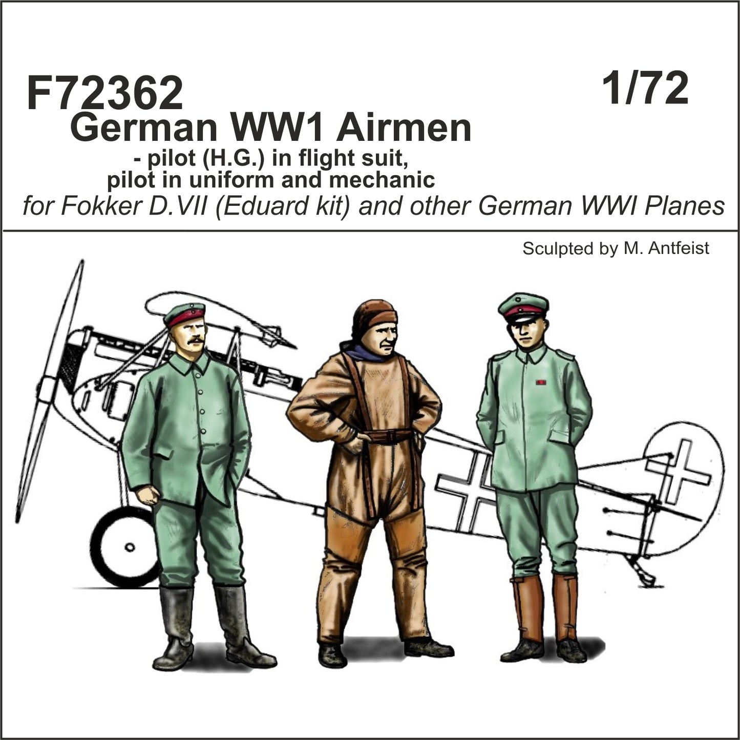 CMK F72362 1:72 German WWI Airmen Pilot (H.G.) in Flight Suit, Pilot in Uniform & Mechanic (3 figs.)