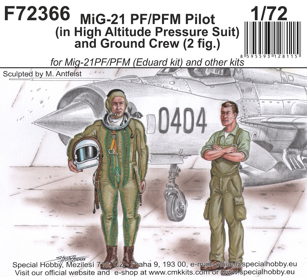 CMK F72366 1:72 Mikoyan MiG-21PF/PFM Pilot in High Altitude Pressure Suit & Ground Crew (2 figs.)