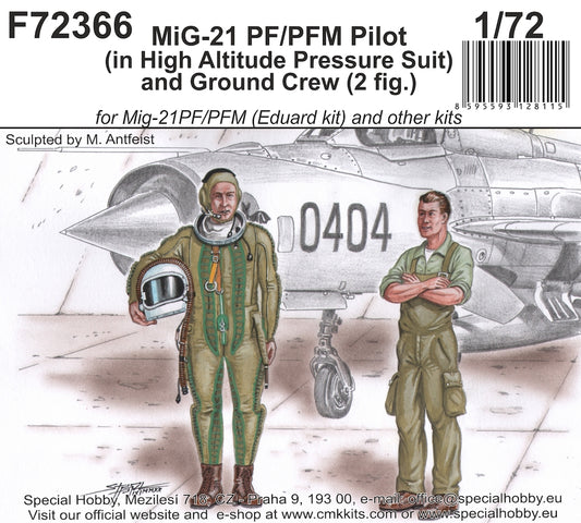 CMK F72366 1:72 Mikoyan MiG-21PF/PFM Pilot in High Altitude Pressure Suit & Ground Crew (2 figs.)