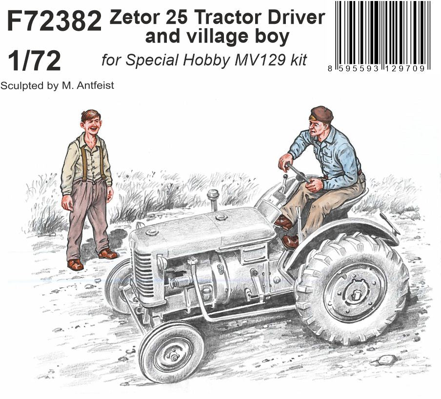 CMK F72382 1:72 Zetor 25 Tractor Driver and Village Boy