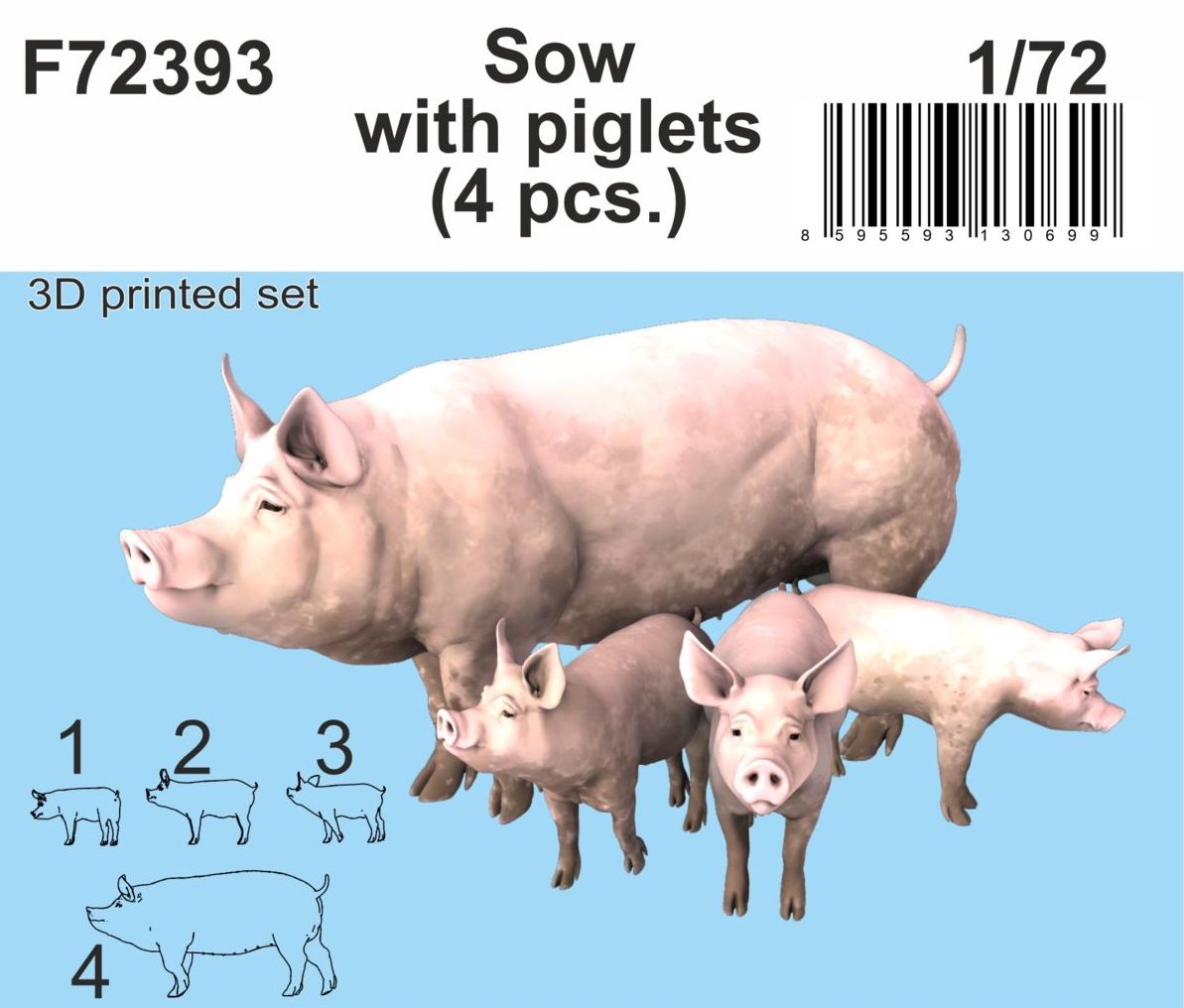 CMK/Czech Master Kits F72393 1:72 Sow with piglets - 4pcs