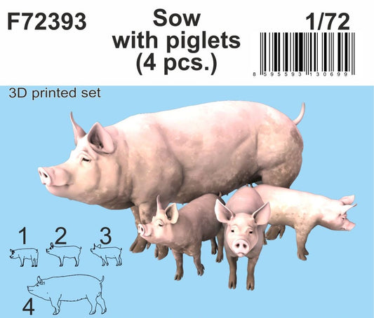 CMK/Czech Master Kits F72393 1:72 Sow with piglets - 4pcs