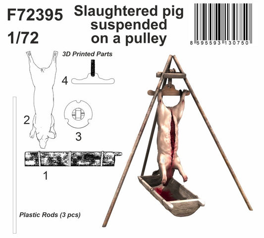 CMK F72395 1:72 Slaughtered pig suspended on a pulley.