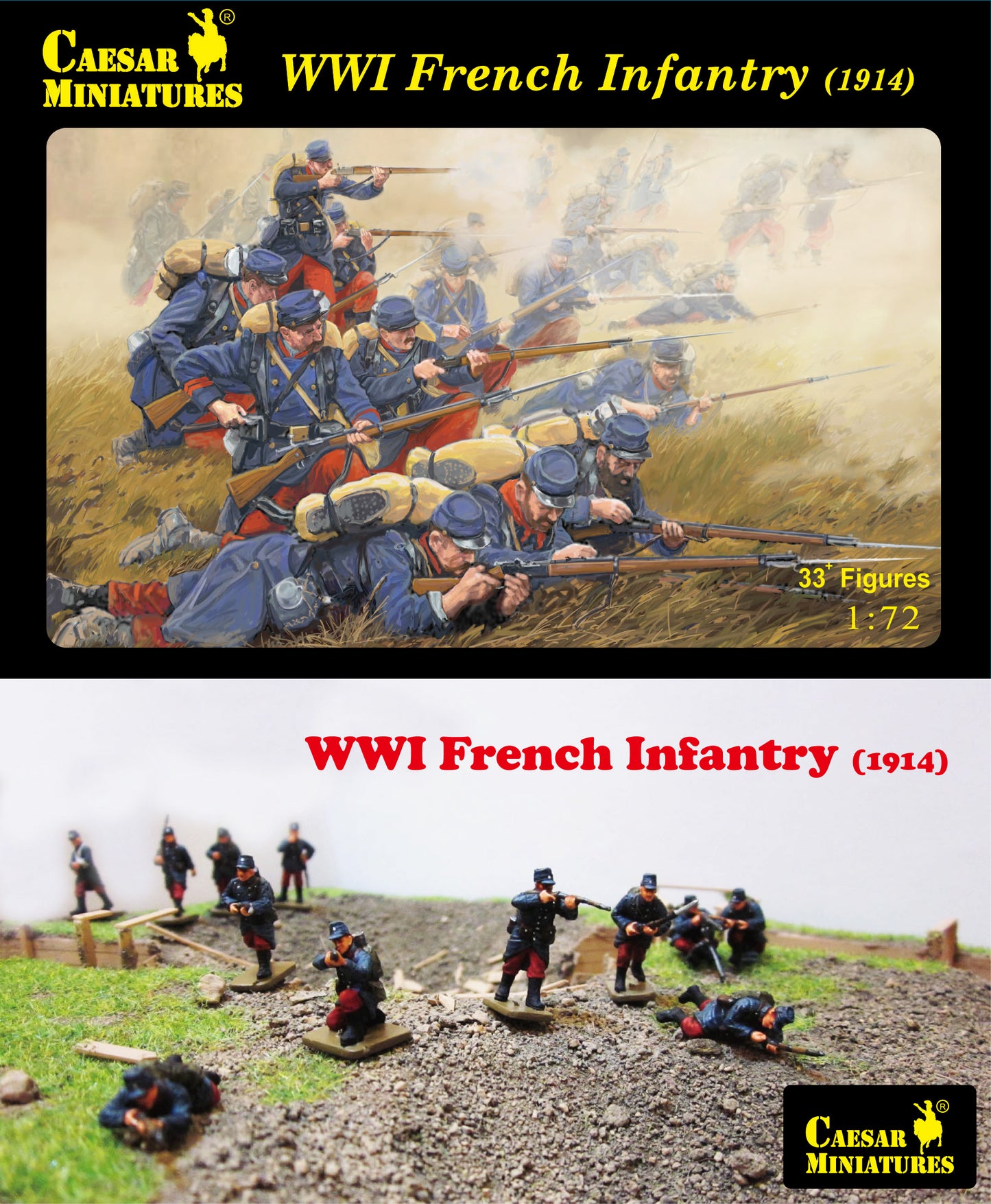 Caesar Miniatures H034 1:72 WWI French Infantry 1914 (33 figures)