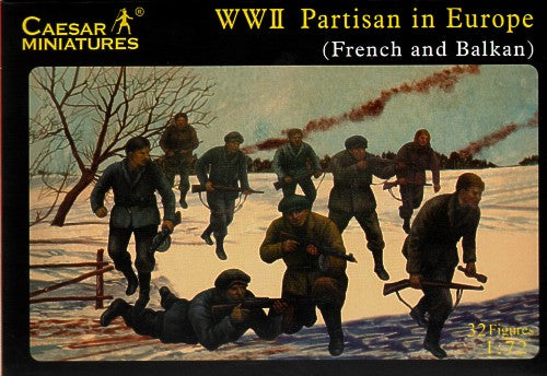 Caesar Miniatures H056 1:72 WWII Partisan in Europe French and Balkan (32 figures)