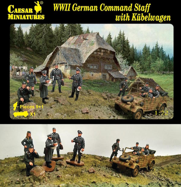 Caesar Miniatures H095 1:72 German Command Staff with Kubelwagen (WWII)