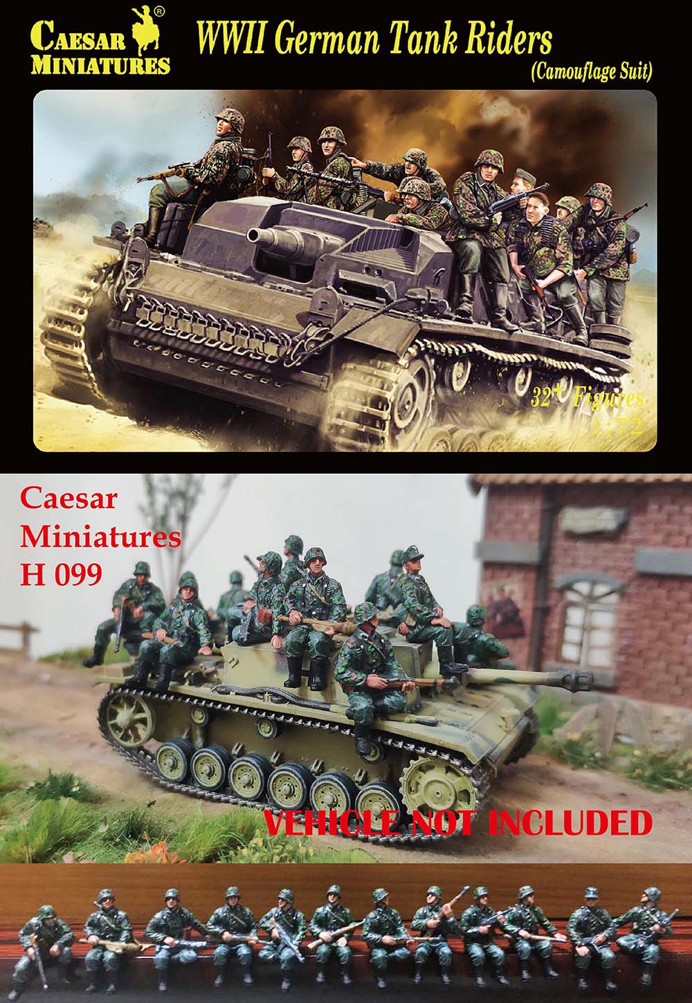 Caesar Miniatures H099 1:72 WWII German Tank Rider wearing camouflage uniform